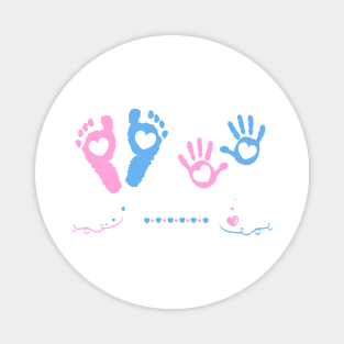 Baby girl, baby boy hand and foot print Magnet